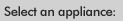 Select an appliance: